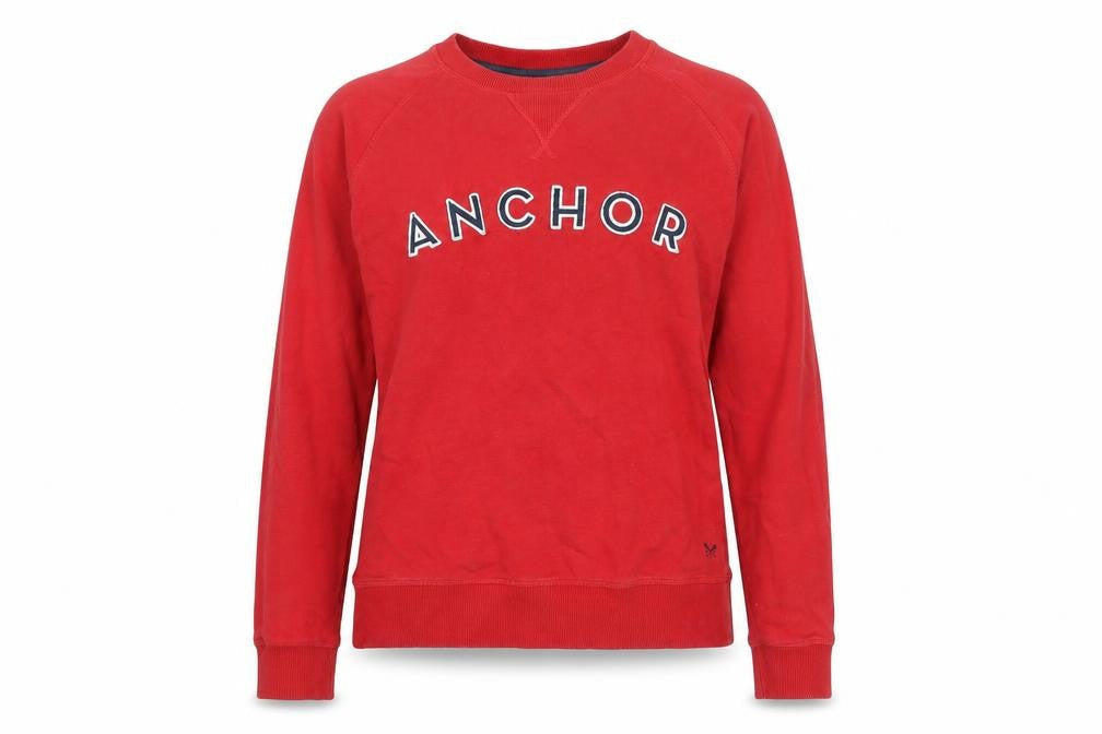 Crew Clothing Womens Red Cotton Pullover Sweatshirt Size 8 Pullover - Anchor