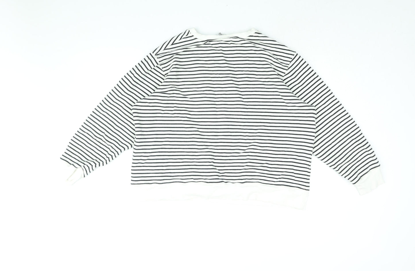 Marks and Spencer Womens White Striped Cotton Pullover Sweatshirt Size L Pullover