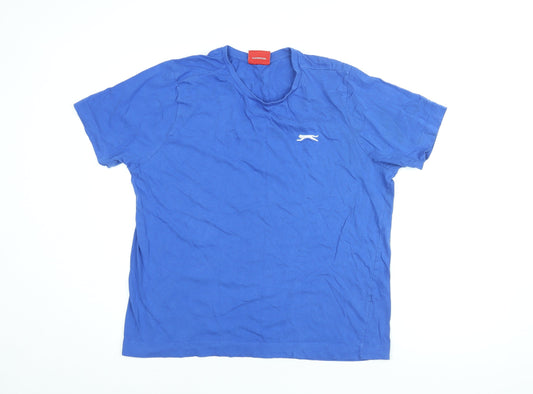 Slazenger Mens Blue Cotton T-Shirt Size L Round Neck