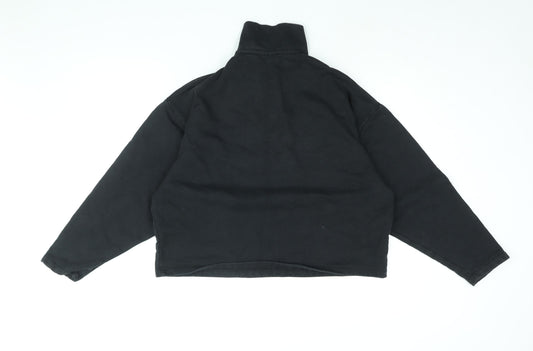 Bo+Tee Womens Black Cotton Pullover Sweatshirt Size XS Zip