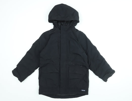 Lands' End Boys Black Rain Coat Coat Size 8 Years Zip