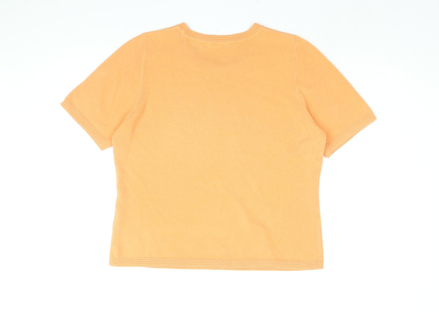 Marks and Spencer Womens Orange Acrylic Basic T-Shirt Size 14 Round Neck