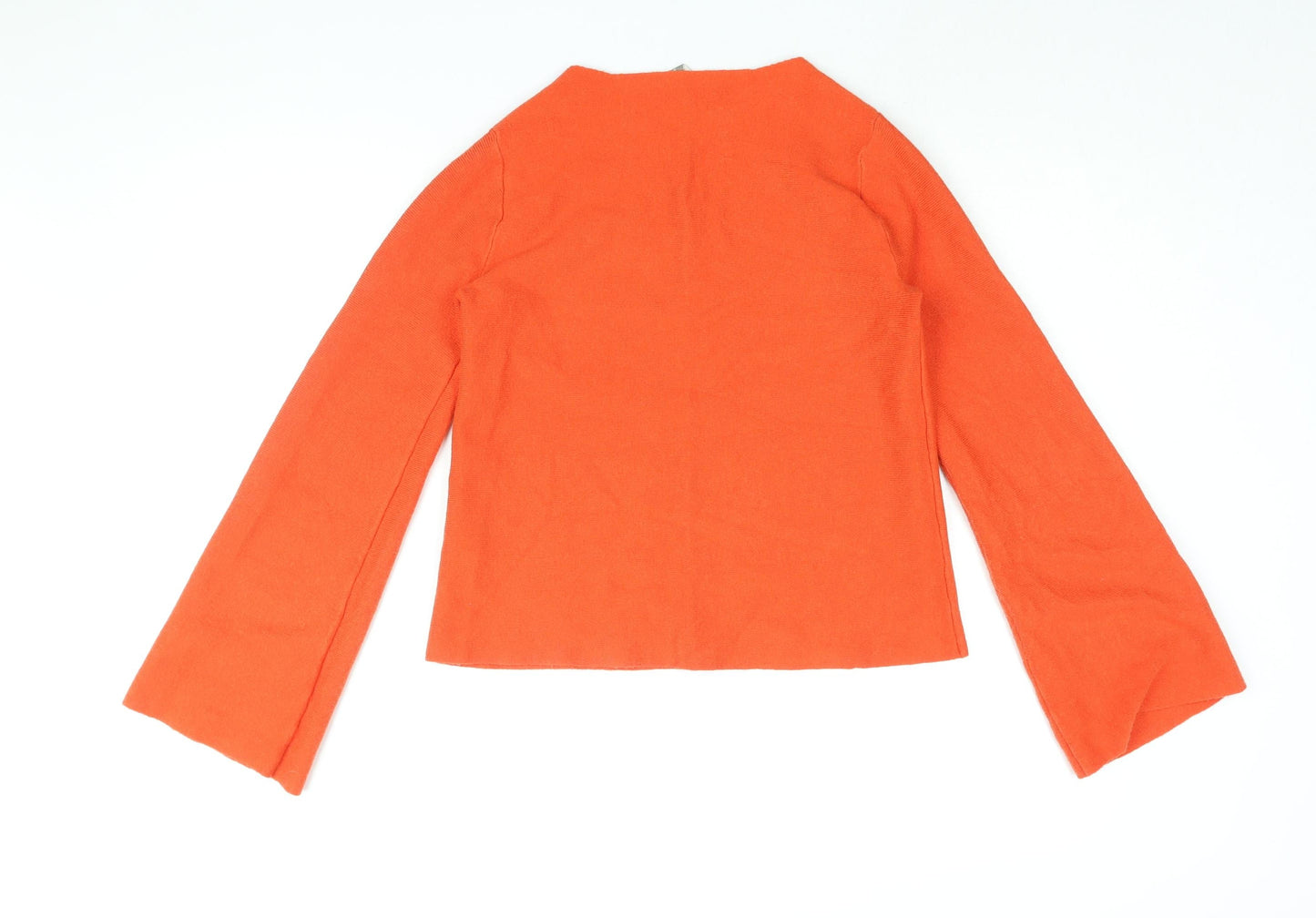 Oasis Womens Orange Viscose Basic T-Shirt Size XS Boat Neck