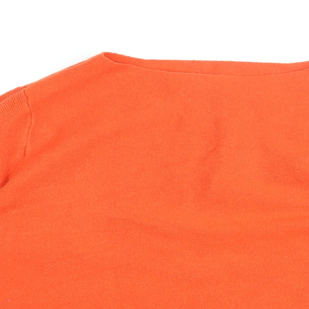 Oasis Womens Orange Viscose Basic T-Shirt Size XS Boat Neck