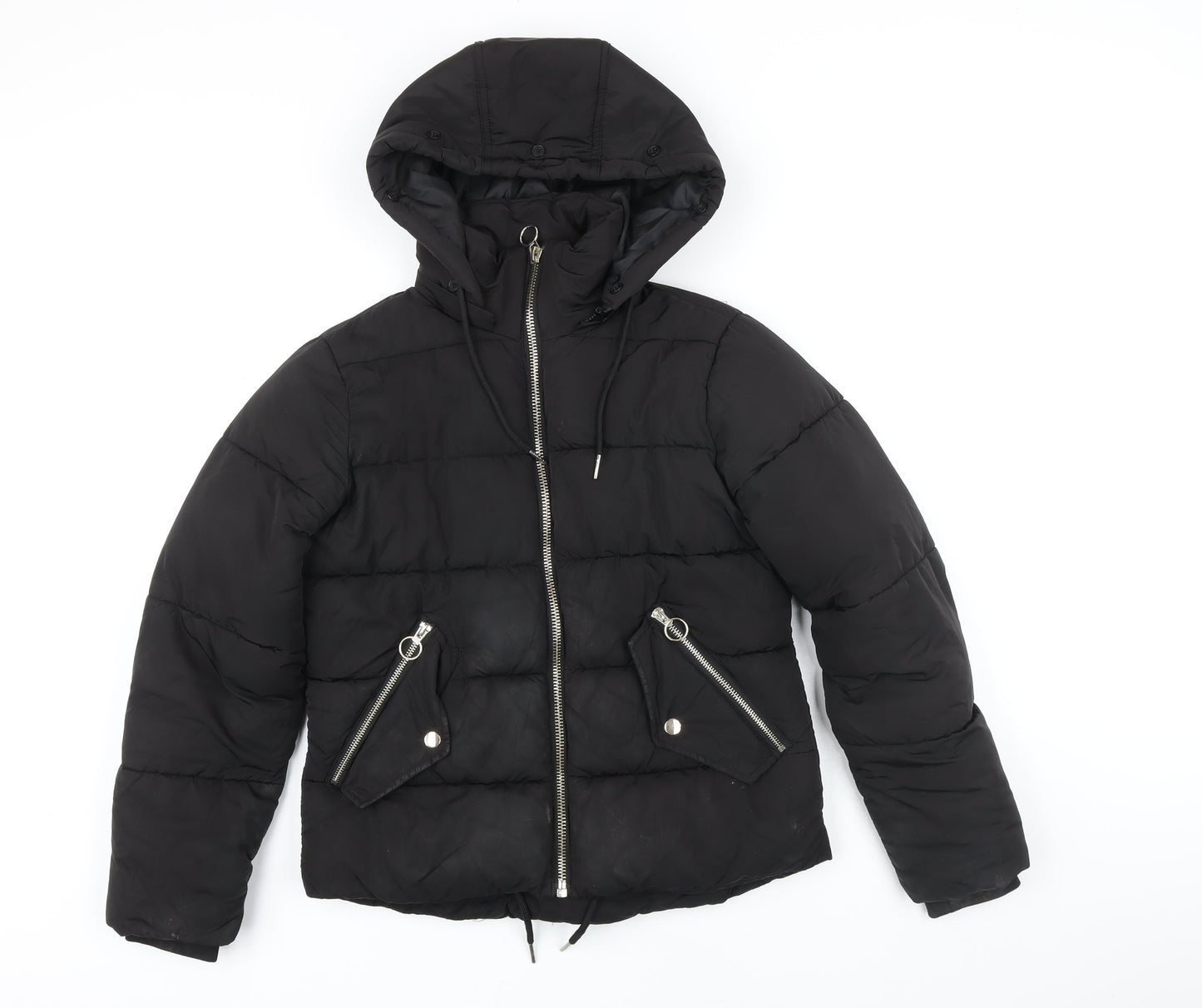 Topshop Womens Black Puffer Jacket Jacket Size 8 Zip