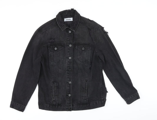 New Look Womens Black Jacket Size 8 Button - Distressed look