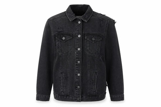 New Look Womens Black Jacket Size 8 Button - Distressed look
