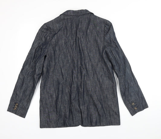 M&S Womens Blue Jacket Blazer Size 10 Button