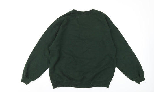 Bobbins Broider Womens Green Cotton Pullover Sweatshirt Size L Pullover