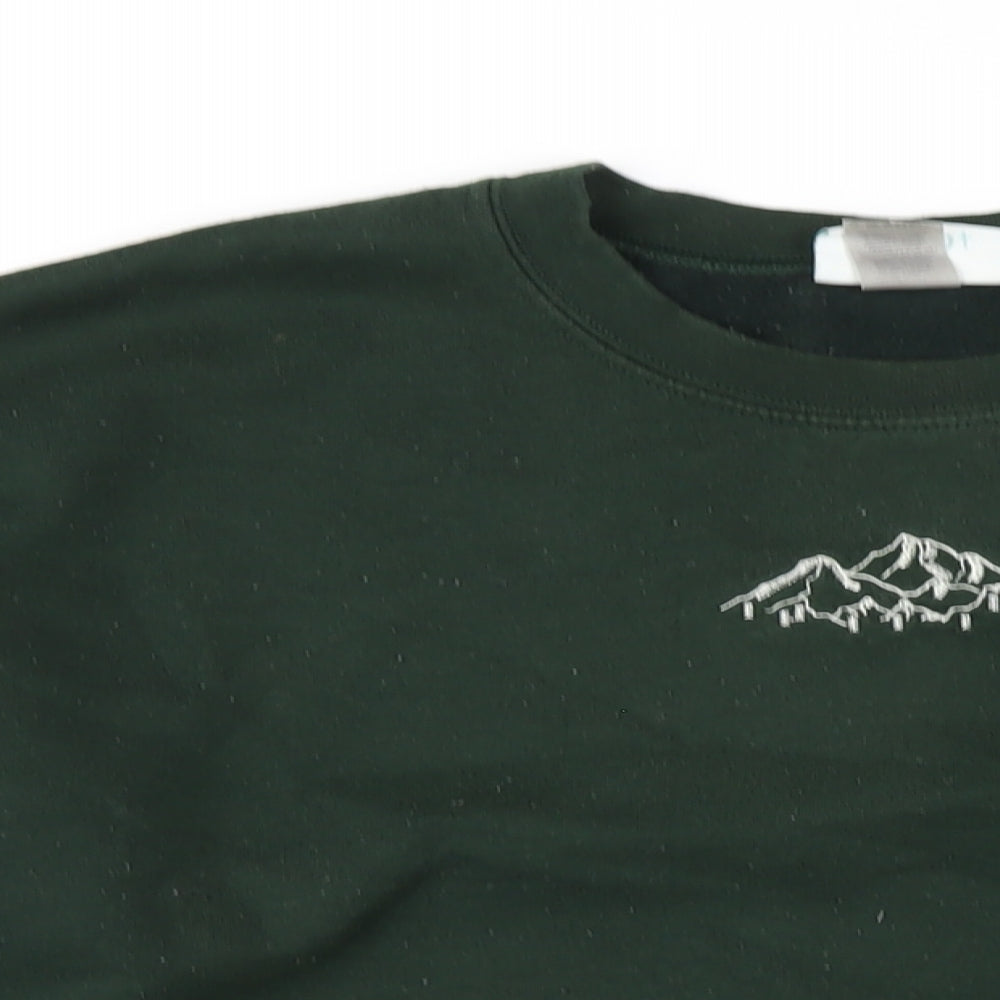 Bobbins Broider Womens Green Cotton Pullover Sweatshirt Size L Pullover