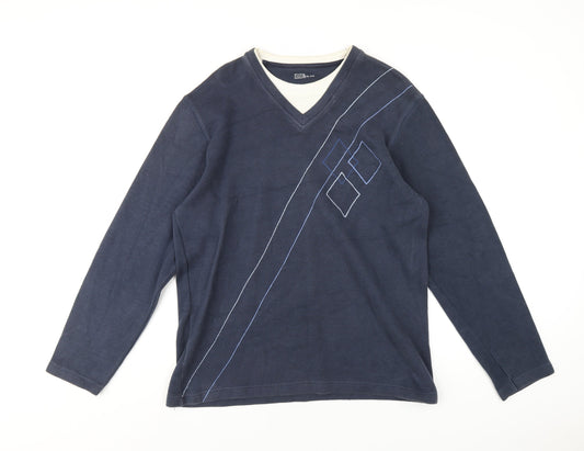 Easy Mens Blue Cotton Pullover Sweatshirt Size M
