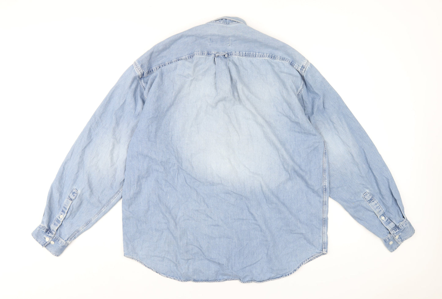 American Eagle Outfitters Mens Blue Cotton Button-Up Size XL Collared Button