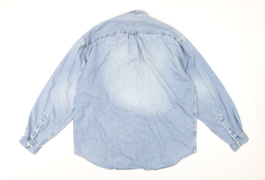 American Eagle Outfitters Mens Blue Cotton Button-Up Size XL Collared Button