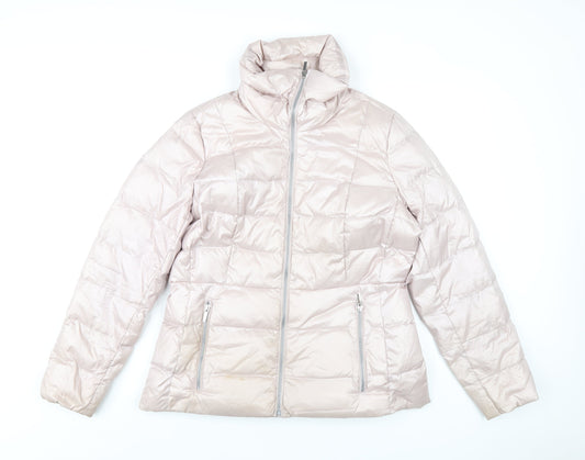 Lands' End Womens Pink Puffer Jacket Coat Size 14 Zip