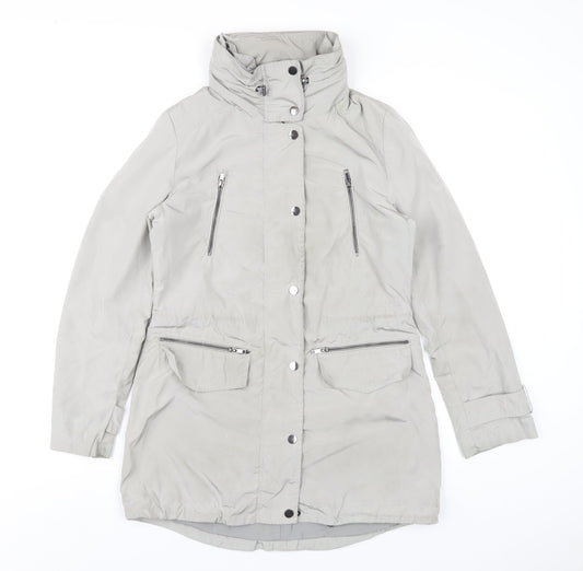 Monsoon Womens Grey Rain Coat Coat Size 8 Zip