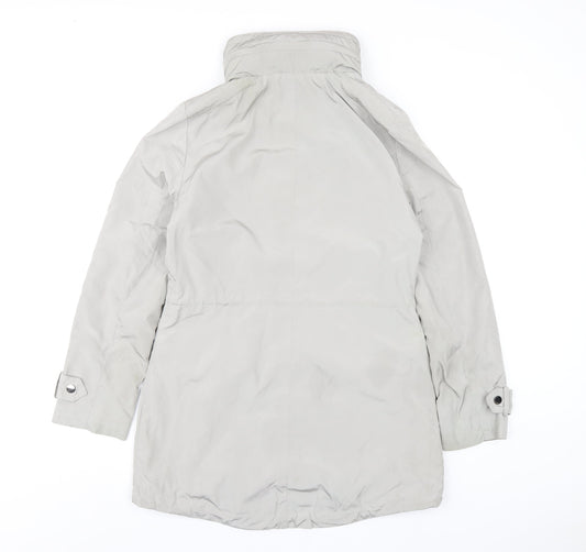 Monsoon Womens Grey Rain Coat Coat Size 8 Zip