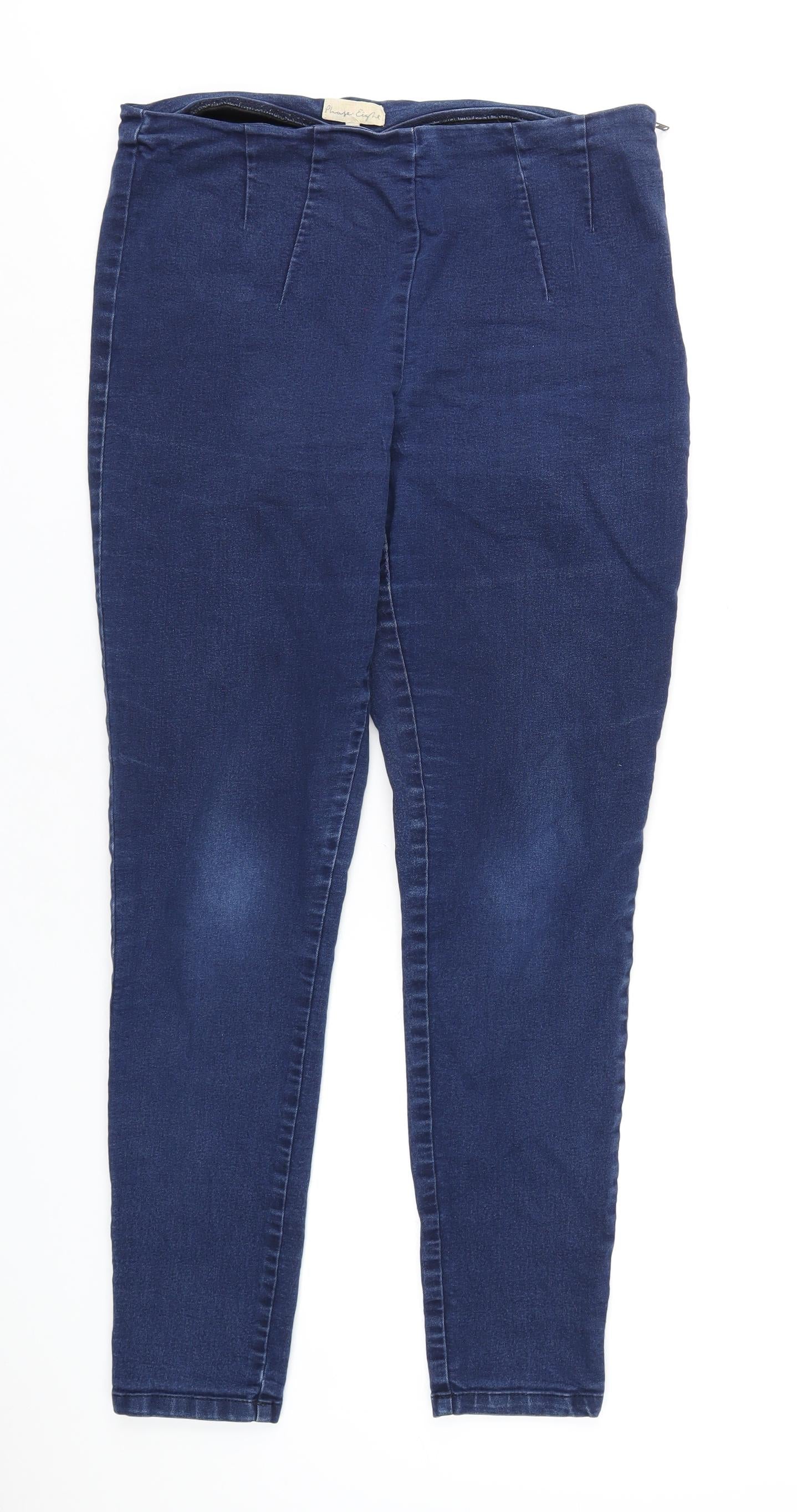 Phase Eight Womens Blue Cotton Jegging Jeans Size 34 in L30 in Regular Zip