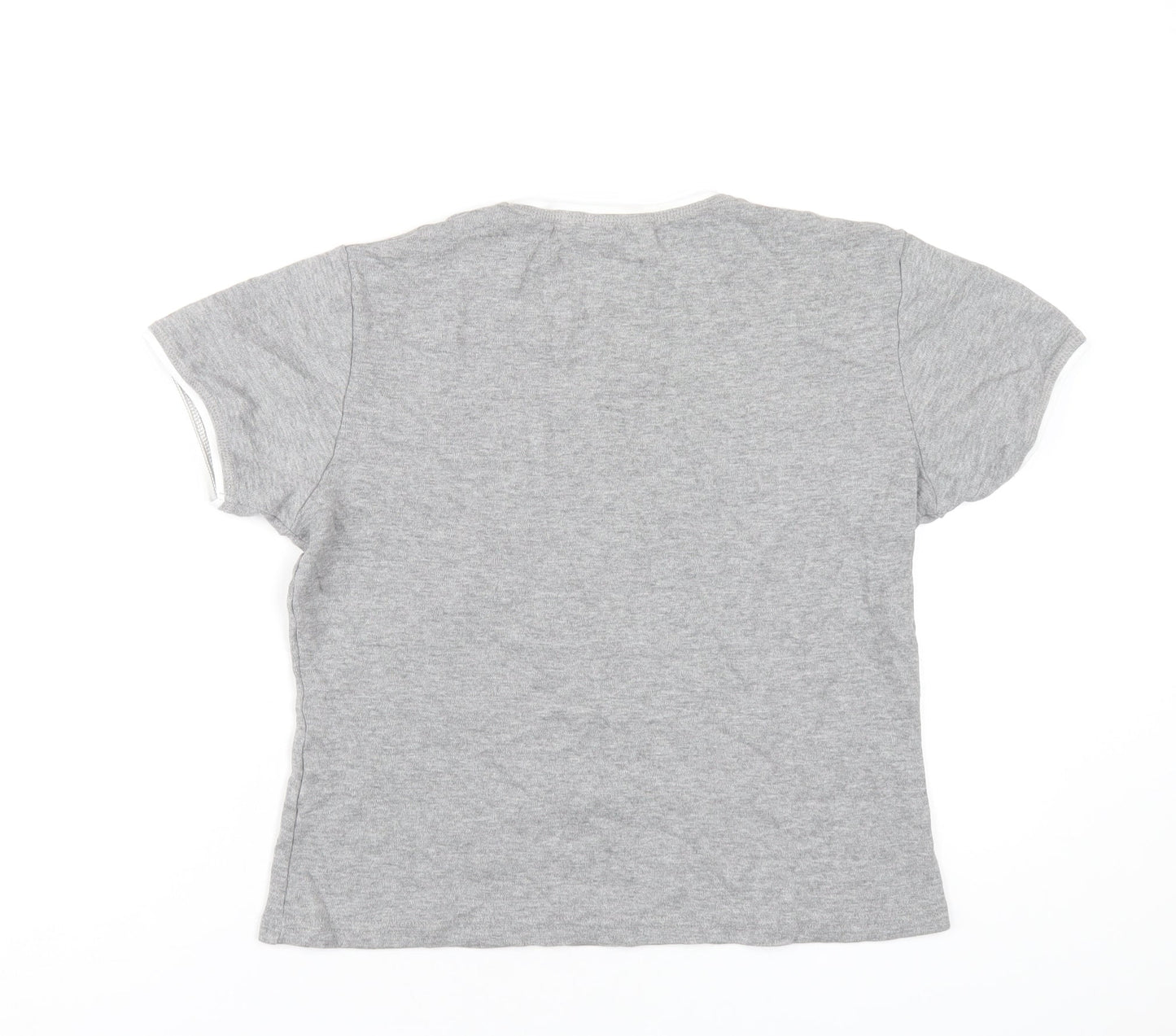 LA Gear Womens Grey Cotton Basic T-Shirt Size 16 V-Neck