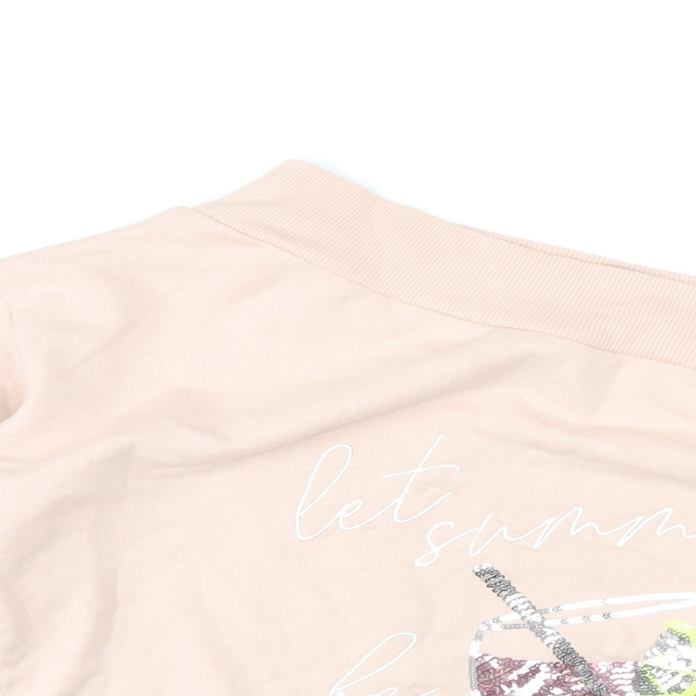 Lipsy Womens Pink Cotton Pullover Sweatshirt Size S Pullover