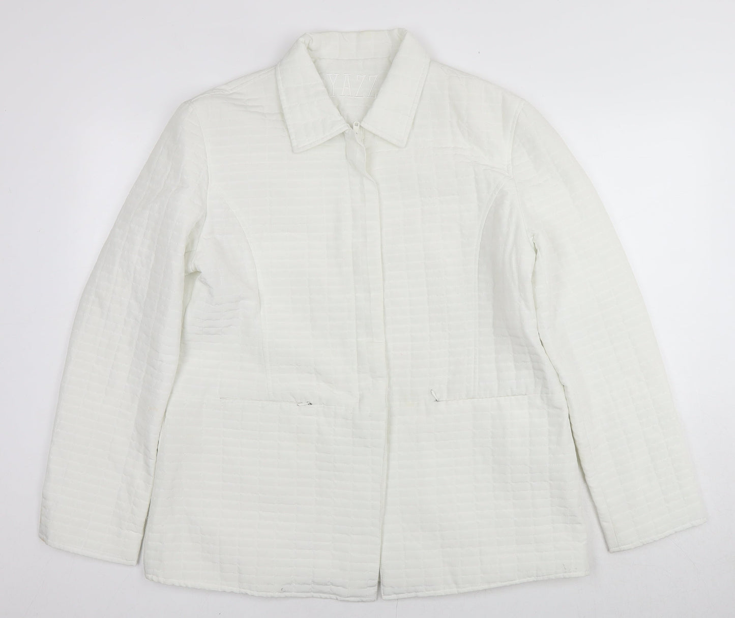 Yazz Womens White Quilted Jacket Size 14 Zip