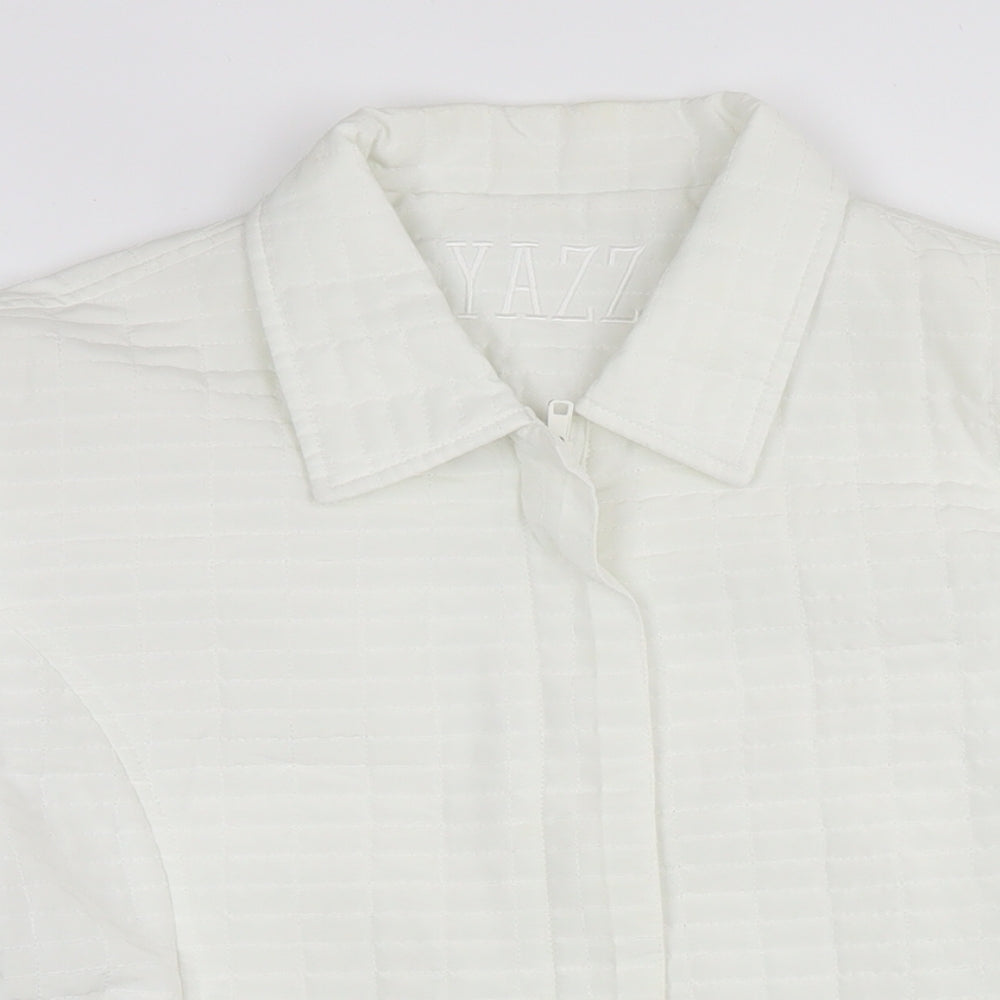 Yazz Womens White Quilted Jacket Size 14 Zip