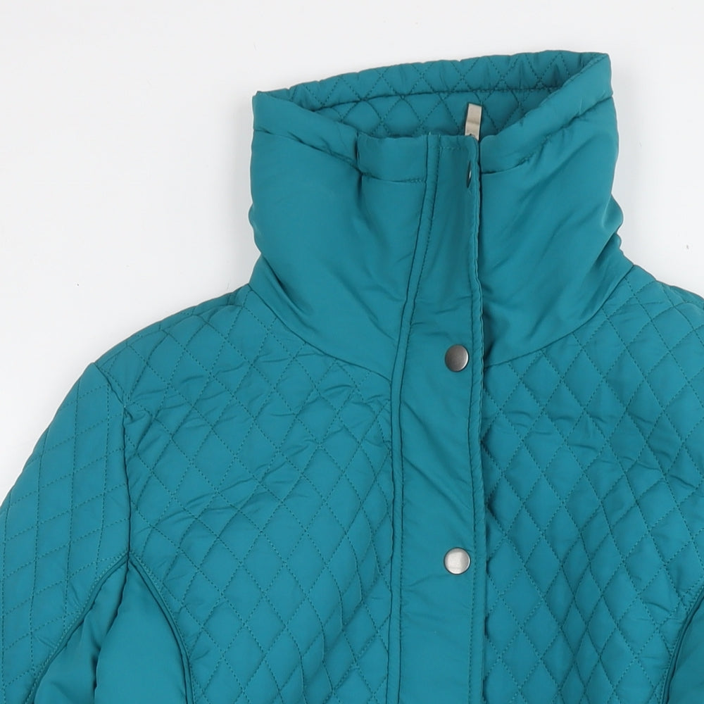 First Avenue Womens Blue Quilted Coat Size S Zip