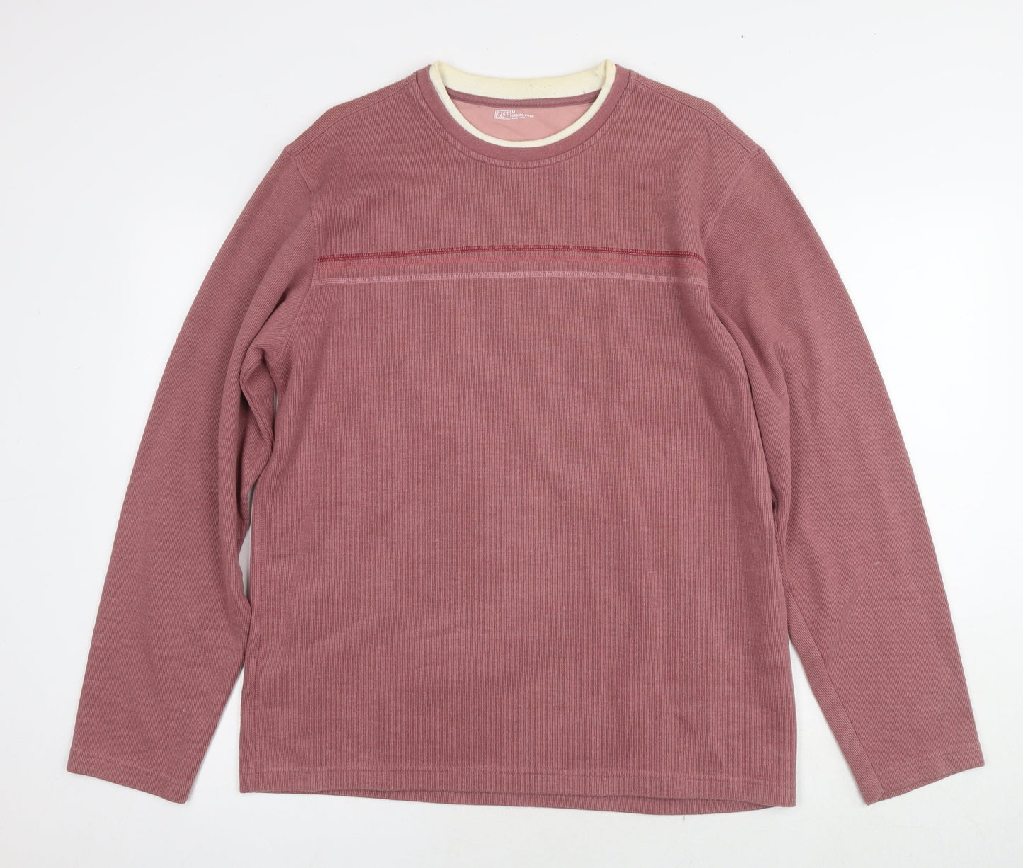 Easy Mens Pink Cotton Pullover Sweatshirt Size M
