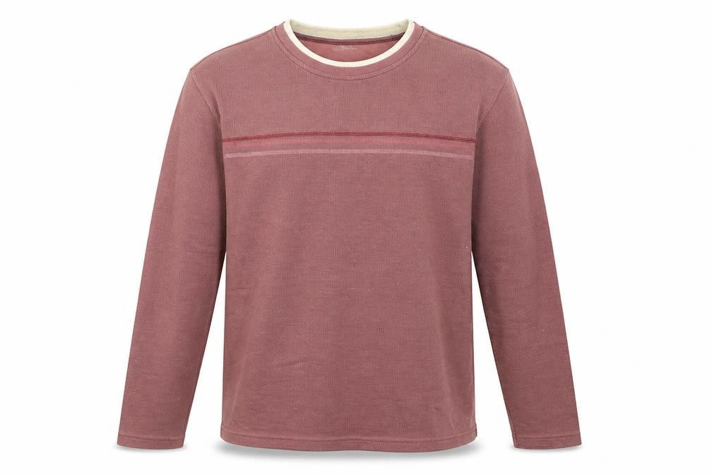 Front view of Easy men’s pink cotton pullover sweatshirt, size M