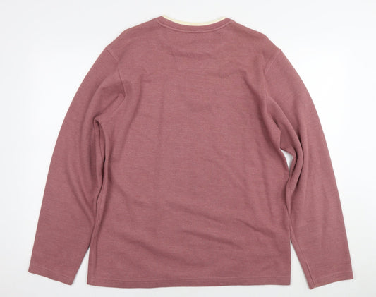 Easy Mens Pink Cotton Pullover Sweatshirt Size M