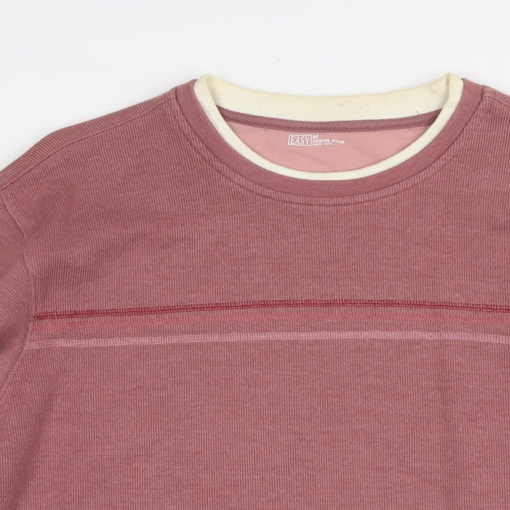 Easy Mens Pink Cotton Pullover Sweatshirt Size M