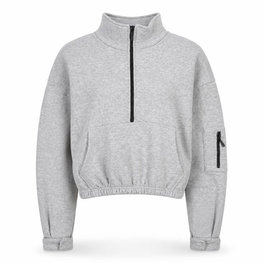 PRETTYLITTLETHING Womens Grey Polyester Pullover Sweatshirt Size S Zip