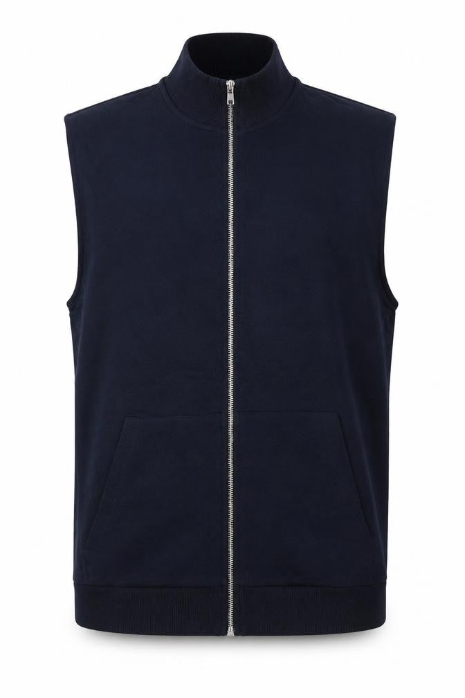 Front view of ASOS men’s blue cotton full zip hoodie, size M