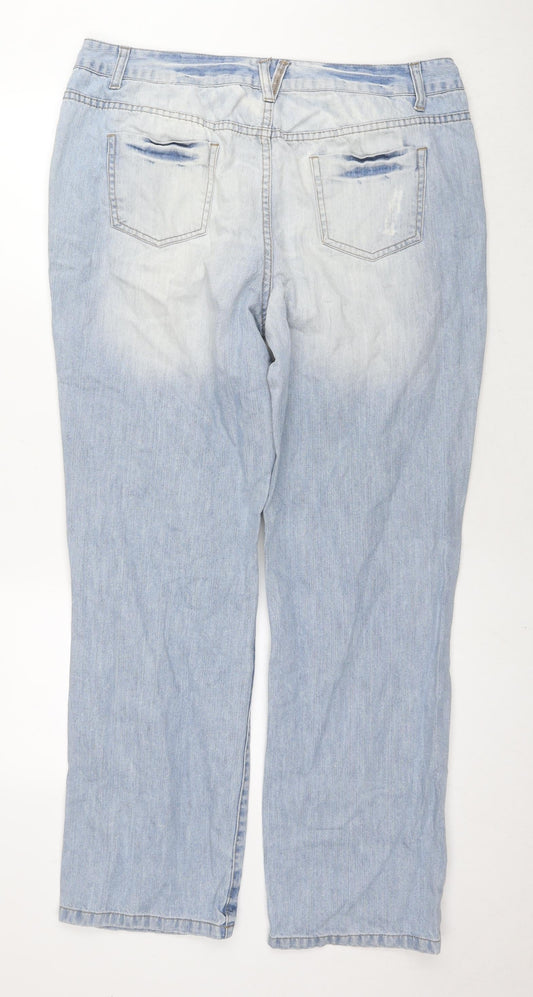South Womens Blue Cotton Bootcut Jeans Size 16 L33 in Regular Zip