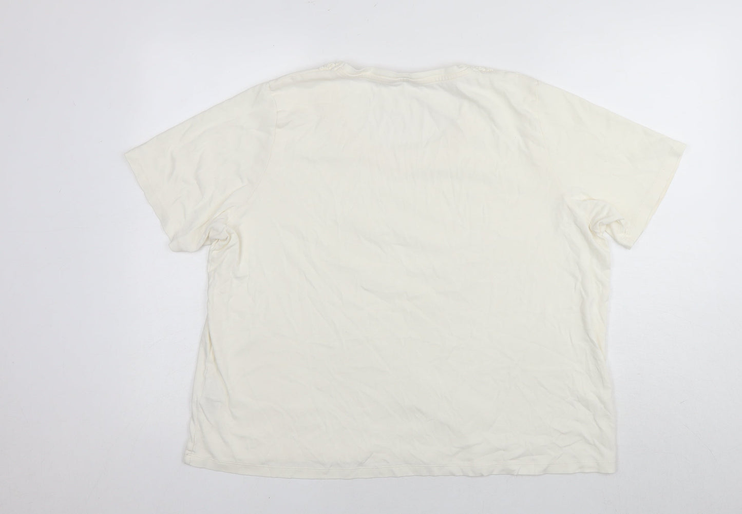 Marks and Spencer Womens White Cotton Basic T-Shirt Size 16 Round Neck