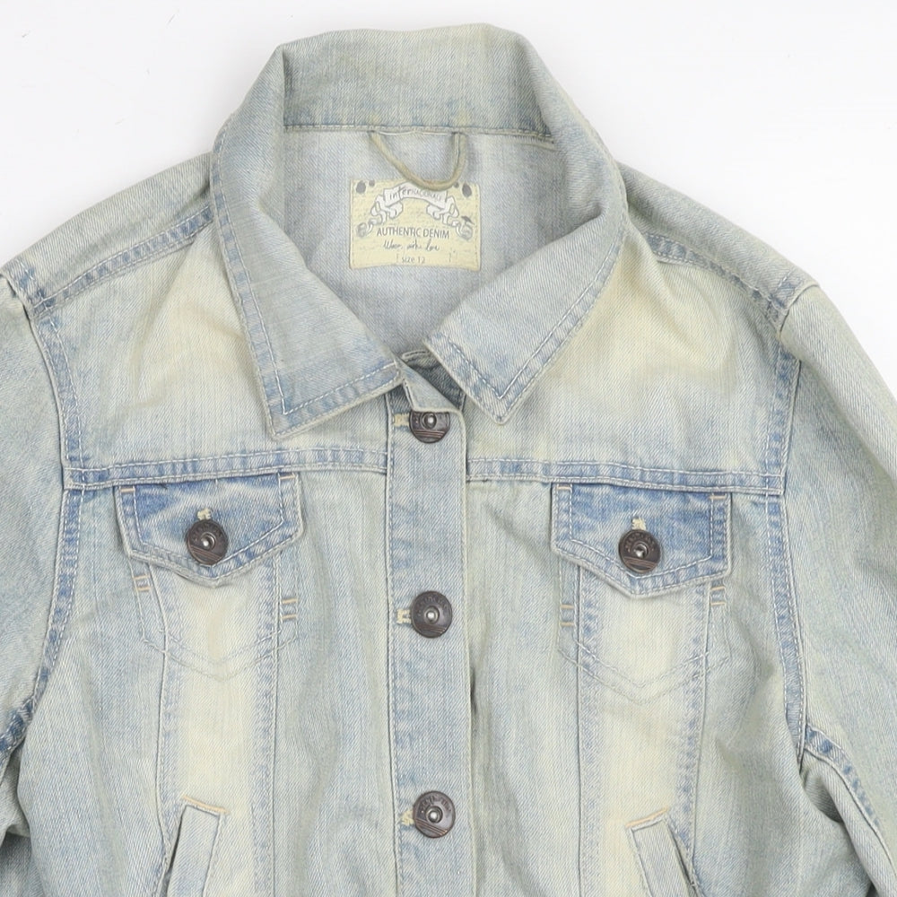 Internacionale Womens Blue Jacket Size 12 Zip