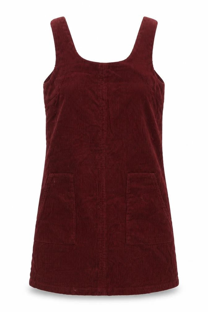 New Look Womens Red Cotton Tank Dress Size 8 Scoop Neck Zip