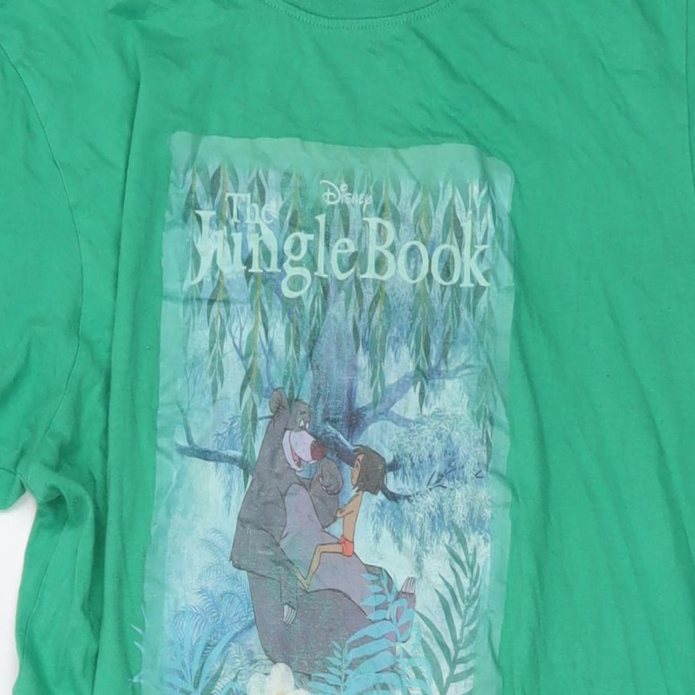 Disney Womens Green Cotton Basic T-Shirt Size 10 Crew Neck