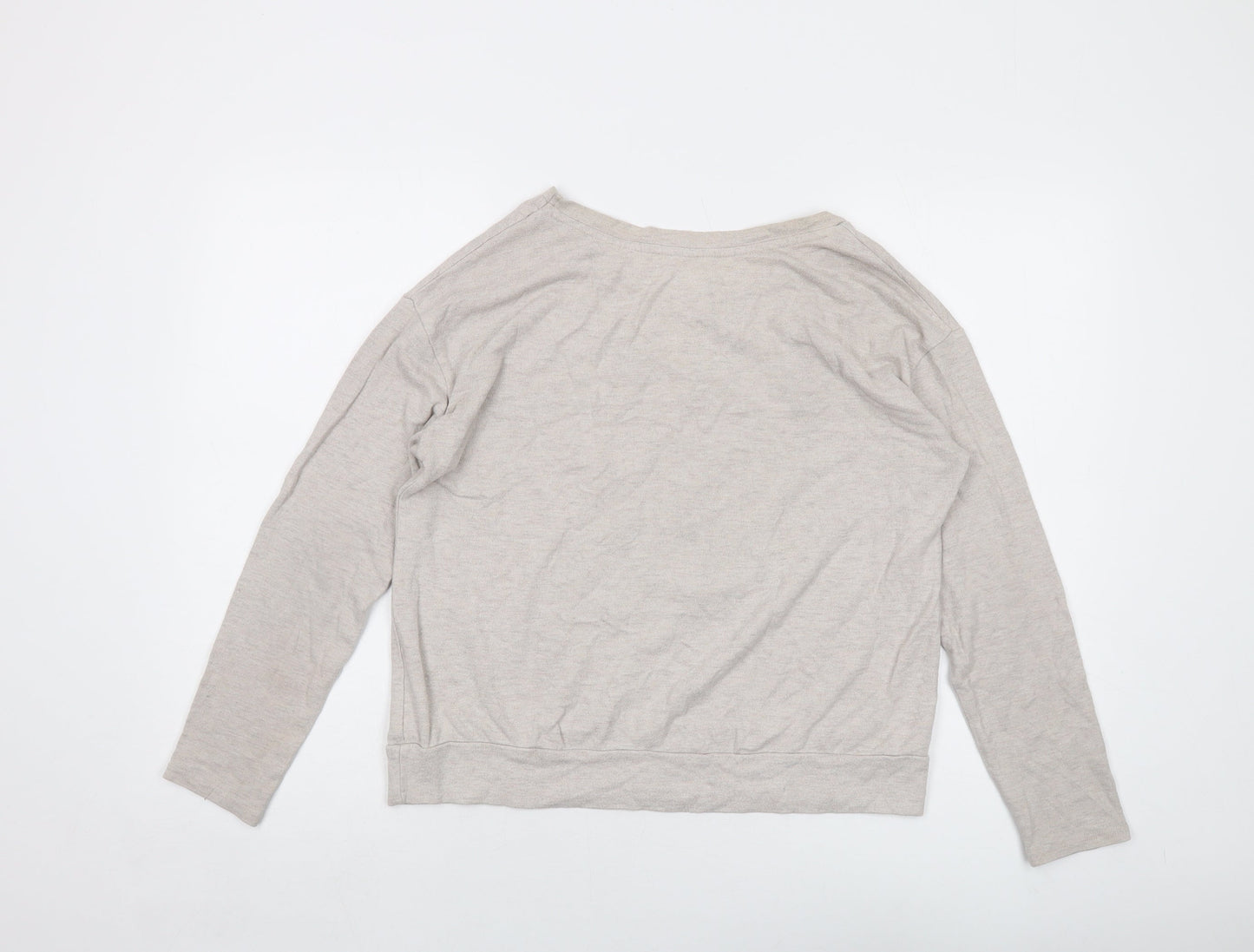 Disney Womens Beige Cotton Basic T-Shirt Size 12 Round Neck