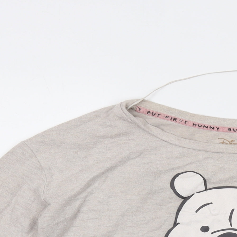 Disney Womens Beige Cotton Basic T-Shirt Size 12 Round Neck