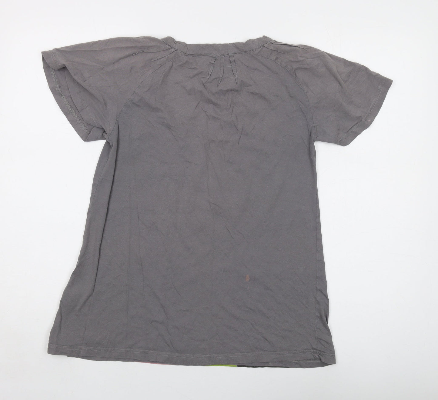 Numph Womens Grey Cotton Basic T-Shirt Size M Round Neck