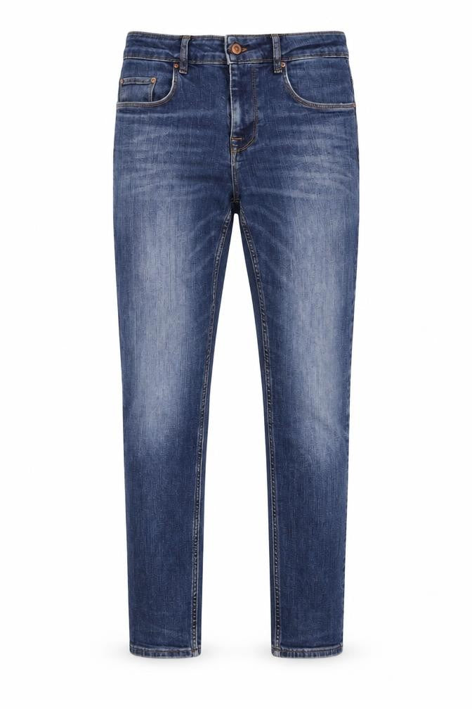 Front view of ASOS men’s blue cotton skinny jeans, size 29, in, 30-inch leg regular button