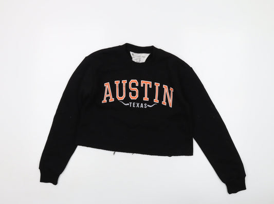 Austin Texas Womens Black Polyester Pullover Sweatshirt Size 4 Pullover