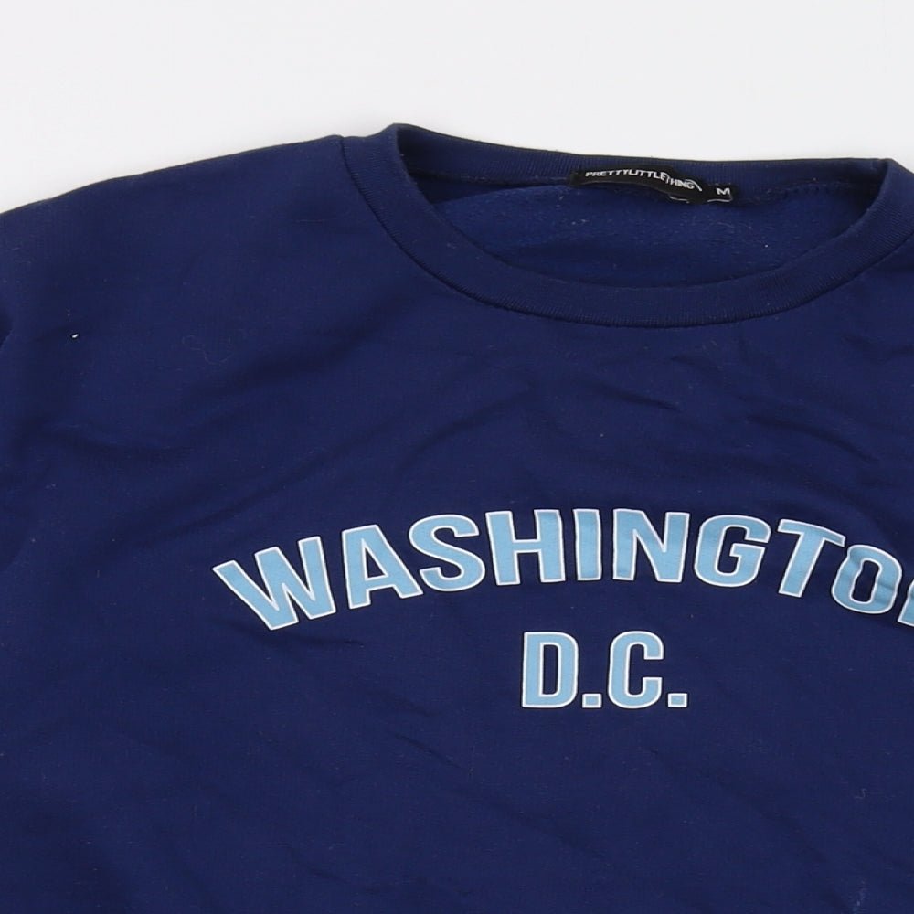 PRETTYLITTLETHING Mens Blue Cotton Pullover Sweatshirt Size M