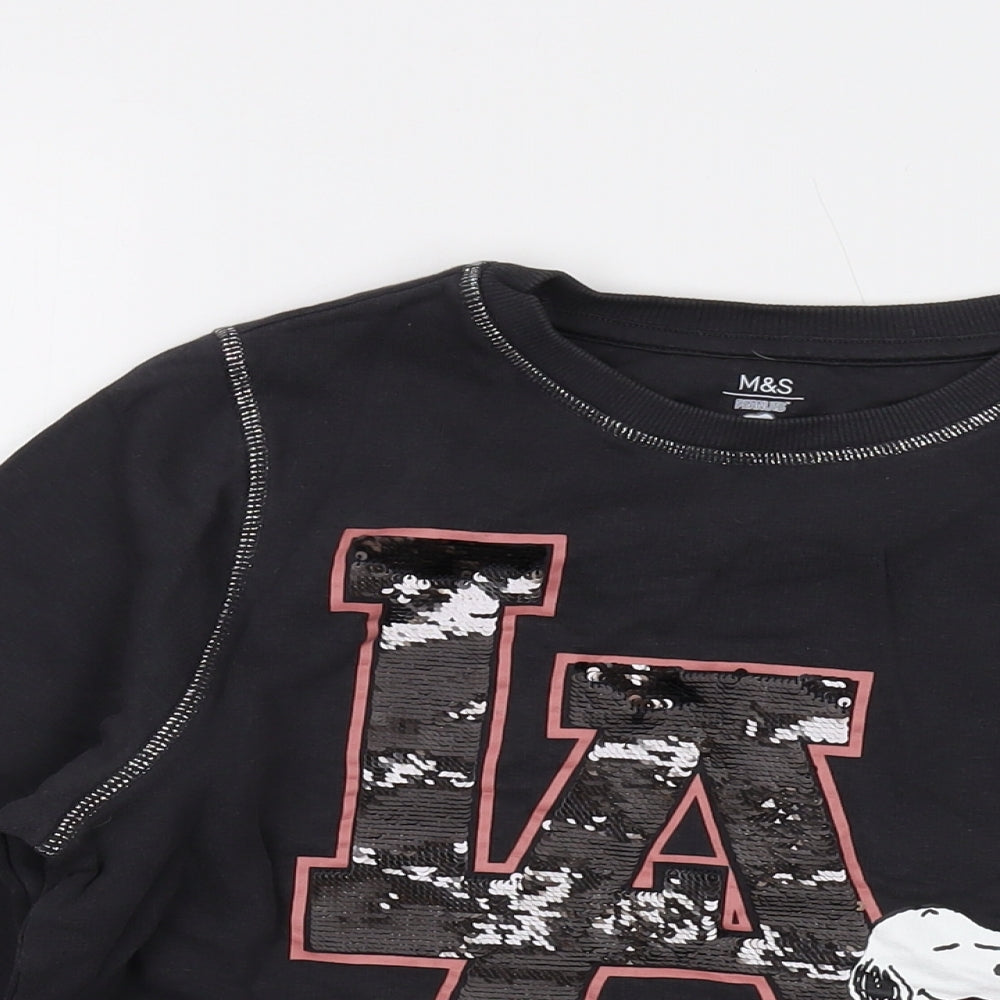 Peanuts Girls Grey Cotton Pullover Sweatshirt Size 12-13 Years Pullover