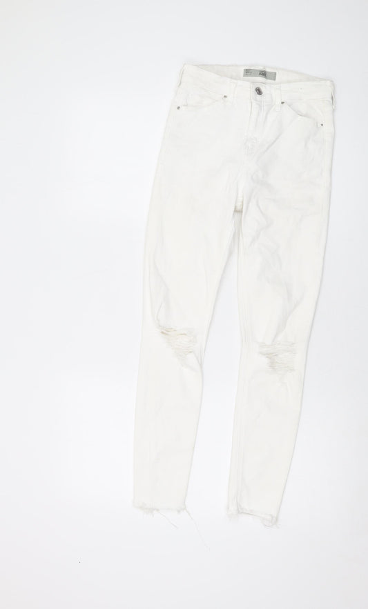 Topshop Womens Ivory Cotton Skinny Jeans Size 26 in L25 in Regular Button