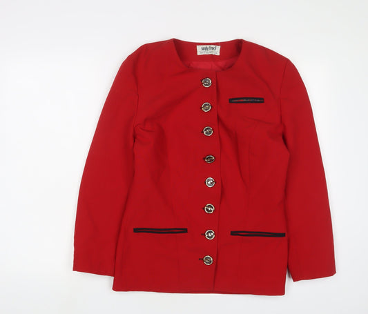 Simply French Womens Red Jacket Blazer Size 12 Button