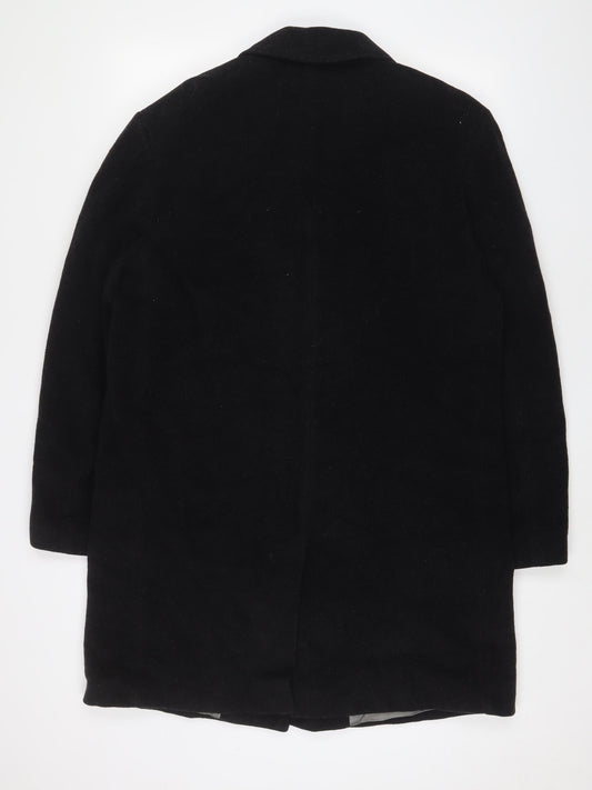 Baker Street Womens Black Overcoat Coat Size S Button