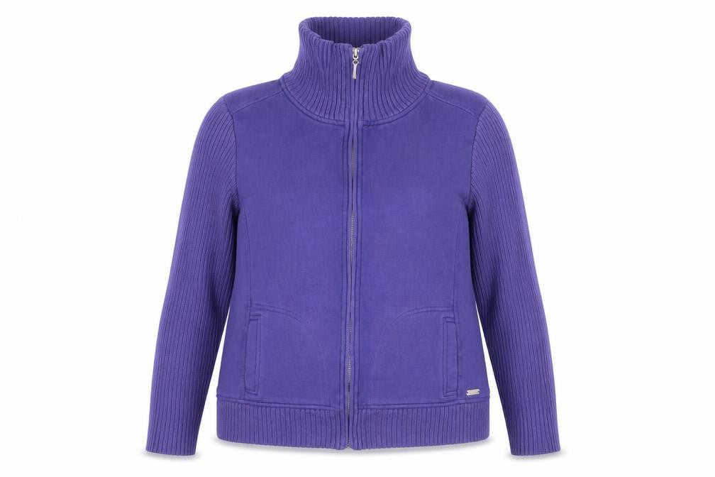 Maine New England Womens Purple Cotton Full Zip Sweatshirt Size 16 Zip