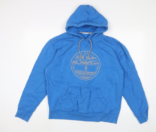 Timberland Mens Blue Cotton Pullover Hoodie Size L - Logo
