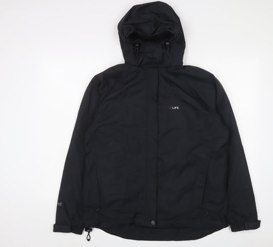 LIFE Womens Black Jacket Coat Size 12 Zip
